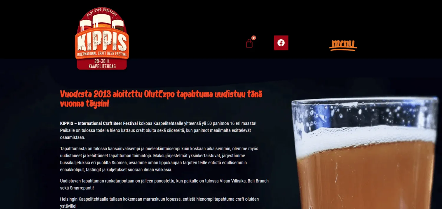 Kippis.info festivaalin kotisivut yritykselle kuva 1